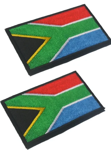1PCS Full Embroidery South Africa Flag Patch Backpack Bag Jacket Armband Badge Hook and Loop Sticker