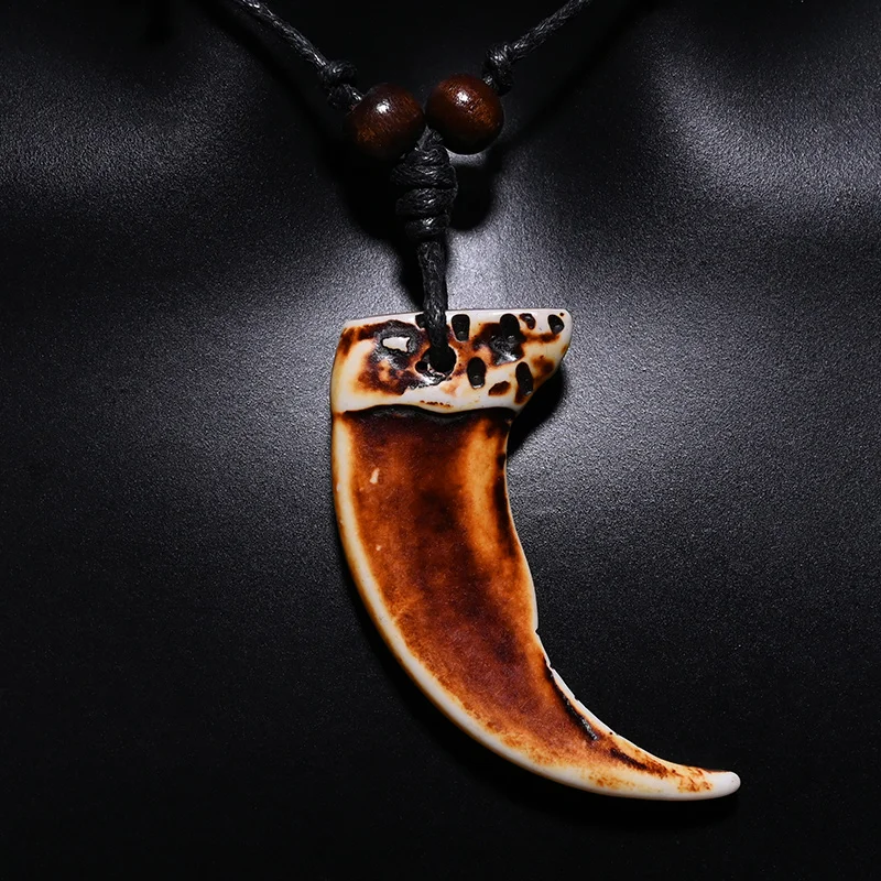 FX042 Imitation beast tooth necklace tusks pendant cool man Choker Retro Jewelry Africa Tribal style claws Yak Bone necklace