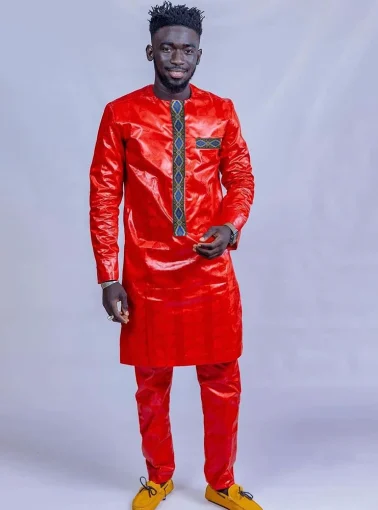 Bazin Riche African Men Clothing Dashik Men Suit Casual 2 Pcs Set Shirt and Pant Fashion Sport Style Original Nigerian Men Outfi