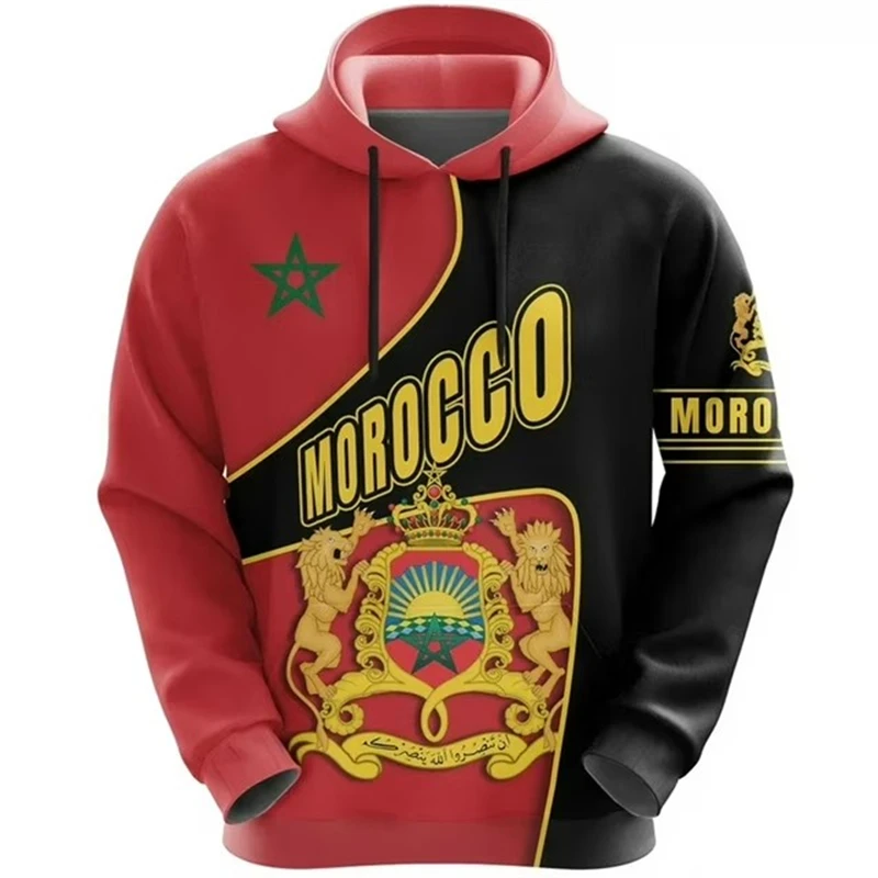 Fashion Africa County Morocco Flag 3d Print Hoodies For Men Tracksuit New Long Sleeve Men/Women Streetwear Casual Pullover Top