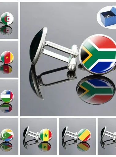 Flag Cufflinks for Men Suit Shirt Africa National Flags Jewelry Nigeria South Africa Cuff Links Buttons Cufflinks