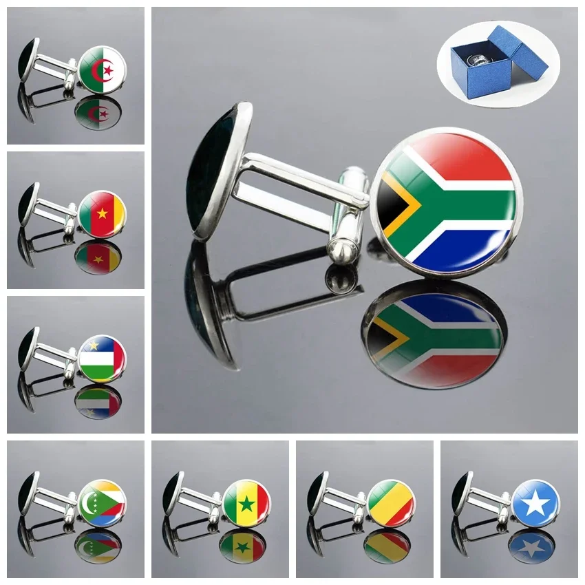 Flag Cufflinks for Men Suit Shirt Africa National Flags Jewelry Nigeria South Africa Cuff Links Buttons Cufflinks