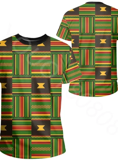 Men's Summer Short Sleeve Casual Street 3D Printed Short Sleeve Africa T-Shirt - Ghana Graphic Kent T-Shirt