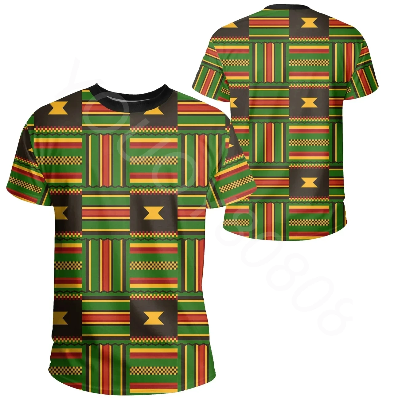 Men's Summer Short Sleeve Casual Street 3D Printed Short Sleeve Africa T-Shirt - Ghana Graphic Kent T-Shirt
